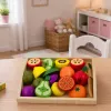 LEAN TOYS Holz-Obst-Schneideset mit magnetischem, sicherem Messer und Brett