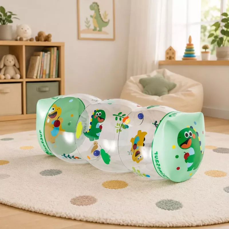 LEAN TOYS Aufblasbare Krabbelrolle für Kleinkinder Dinosaurier 51 x 22 cm