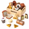 LEAN TOYS Holz Mini Bäckerei Set mit Brot und Klettverschluss in Box 10 Stk.