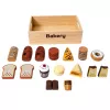 LEAN TOYS Holz Mini Bäckerei Set mit Brot und Klettverschluss in Box 10 Stk.