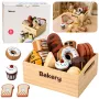 LEAN TOYS Holz Mini Bäckerei Set mit Brot und Klettverschluss in Box 10 Stk.