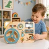 LEAN TOYS Holz-Motivationsbrett Sensorik Lenkrad Schalter Hebel