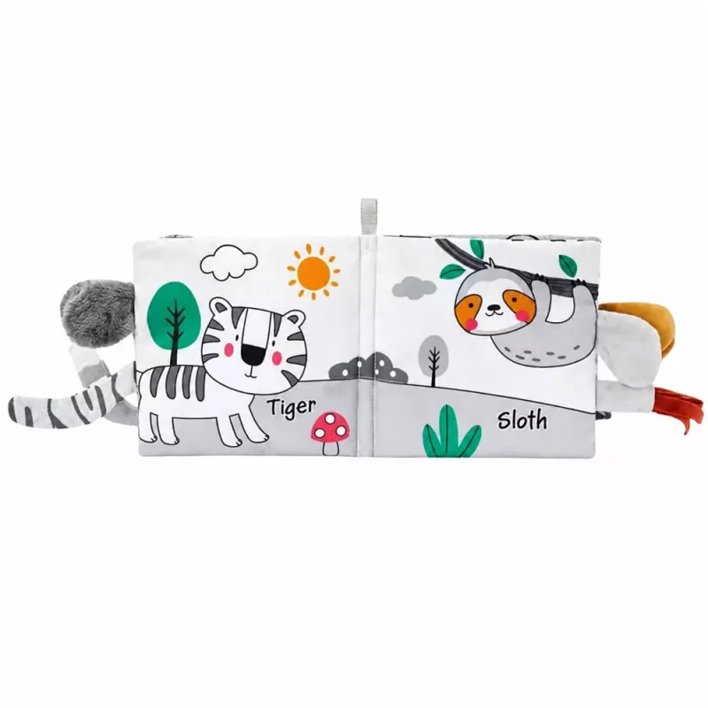 LEAN TOYS Soft Sensory Book mit raschelndem und quietschendem Elefanten, Grau