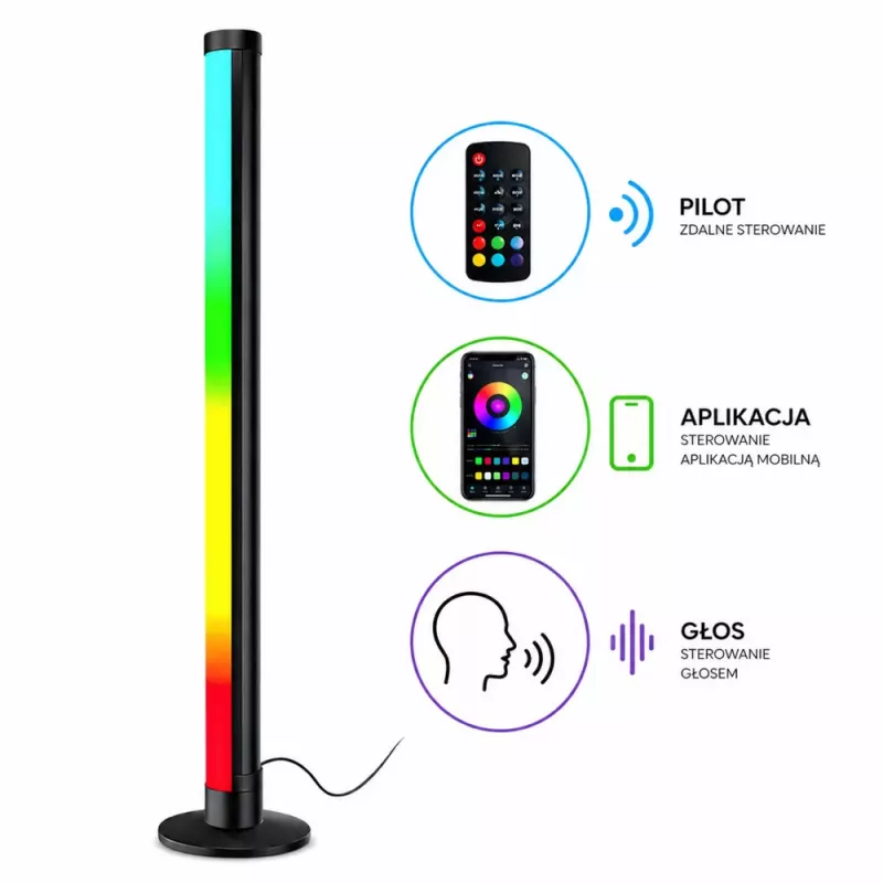 LEAN RGB LED Ecken-Stehleuchte mit Musikmodus, Fernbedienung, App, 90cm