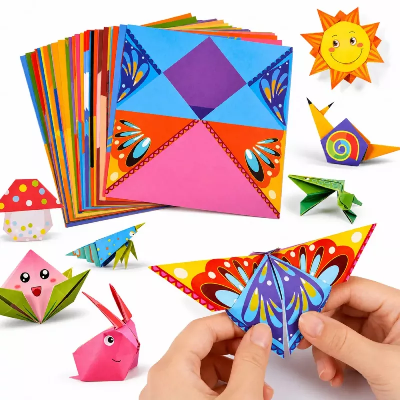 LEAN Origami-Set mit farbigem Papier und Anleitungsheft, 100 Blatt
