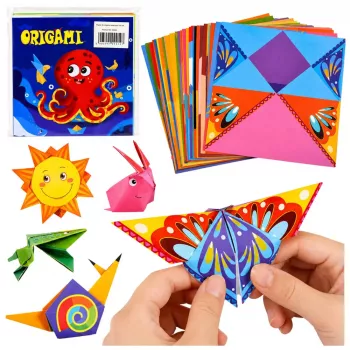 LEAN Origami-Set mit farbigem Papier und Anleitungsheft, 100 Blatt