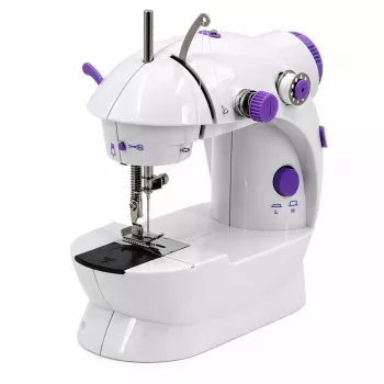LEAN Mini-Nähmaschine mit LED-Licht, tragbar, 2 Modi, Zubehör, Fußpedal