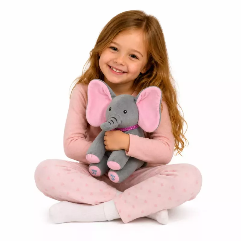 LEAN TOYS Plüsch-Elefant interaktiv bewegt Ohren spielt Melodien Kuckuck-Spiel