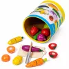 LEAN TOYS Holz-Obst-Gemüse-Schneidebrett-Sicherheitsmesser-Eimer-Set 13-teilig
