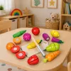 LEAN TOYS Holz-Obst-Gemüse-Schneidebrett-Sicherheitsmesser-Eimer-Set 13-teilig