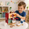 LEAN TOYS Holz-Kaffeemaschinen-Set Kleine Barista-Tassen Zubehör