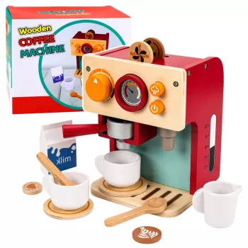 LEAN TOYS Holz-Kaffeemaschinen-Set Kleine Barista-Tassen Zubehör