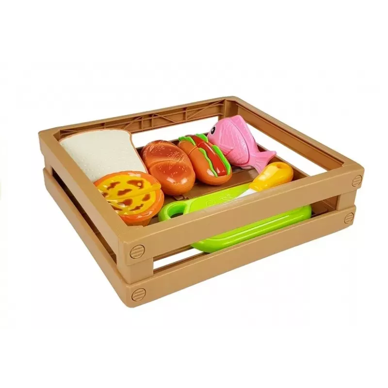 LEAN TOYS Hot-Dog-Set zum Schneiden von Zutaten in einem Korb