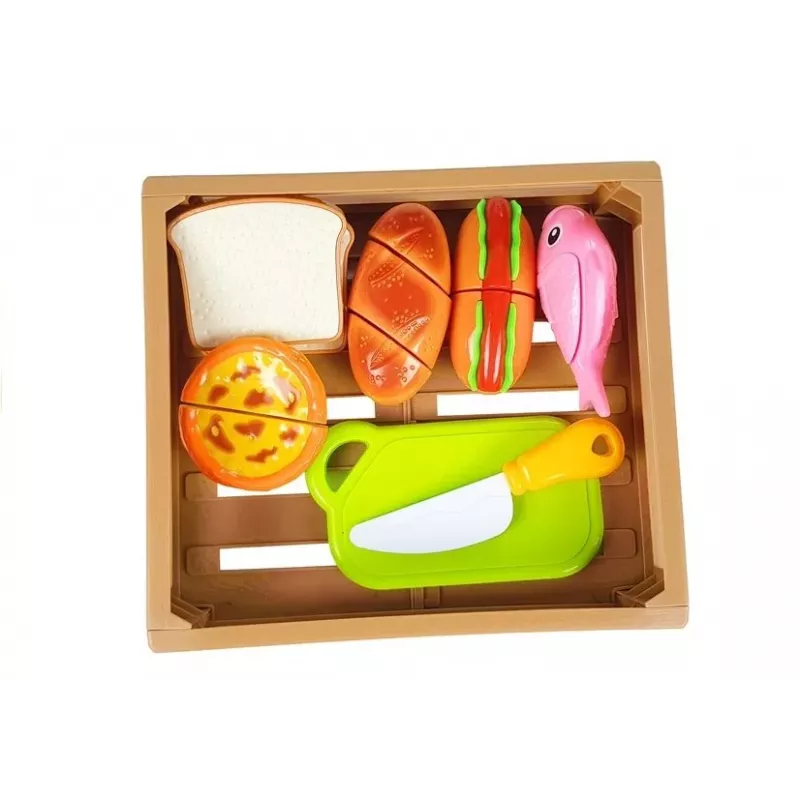 LEAN TOYS Hot-Dog-Set zum Schneiden von Zutaten in einem Korb