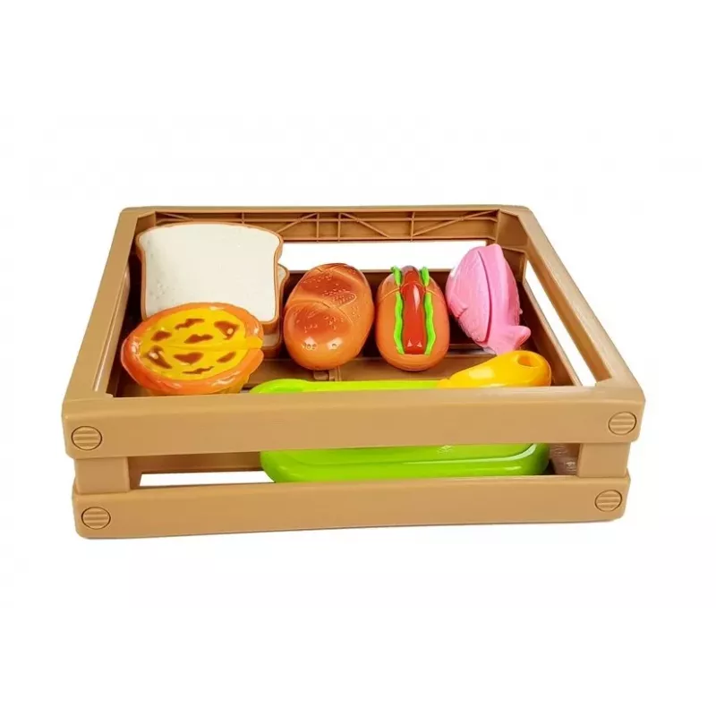 LEAN TOYS Hot-Dog-Set zum Schneiden von Zutaten in einem Korb