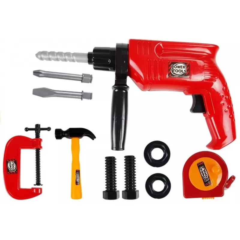 LEAN TOYS Werkzeugsatz im Koffer Bohrer Schrauben Hammer
