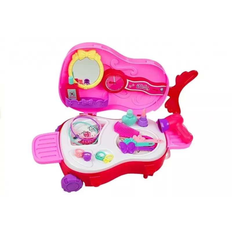 LEAN TOYS Tragbarer Schminktisch im Geigenkoffer-Design mit Spiegel - Schwarzer Kunstleder-Vanity-Case