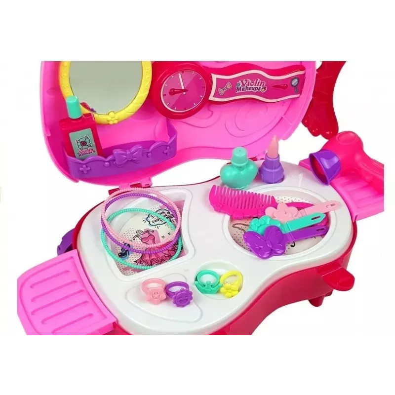 LEAN TOYS Tragbarer Schminktisch im Geigenkoffer-Design mit Spiegel - Schwarzer Kunstleder-Vanity-Case