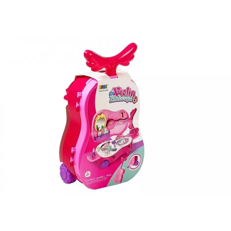 LEAN TOYS Tragbarer Schminktisch im Geigenkoffer-Design mit Spiegel - Schwarzer Kunstleder-Vanity-Case