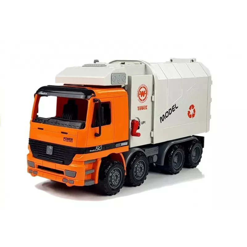 LEAN TOYS Angetriebener Müllwagen Mülltonne