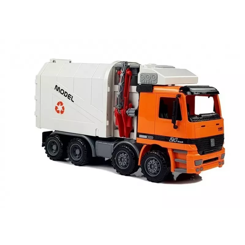 LEAN TOYS Angetriebener Müllwagen Mülltonne