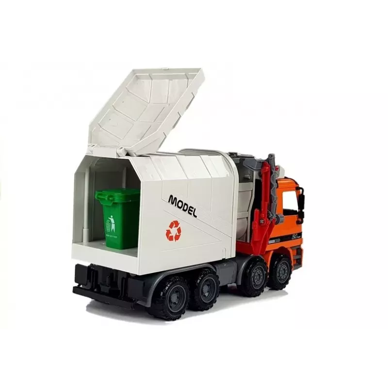 LEAN TOYS Angetriebener Müllwagen Mülltonne