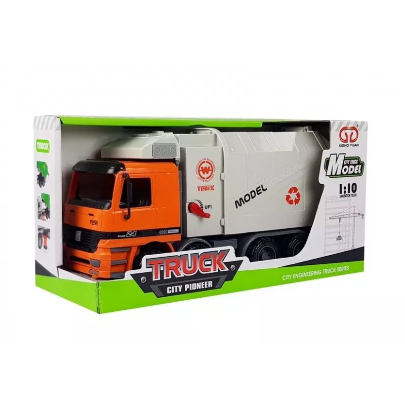 LEAN TOYS Angetriebener Müllwagen Mülltonne
