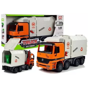 LEAN TOYS Angetriebener Müllwagen Mülltonne