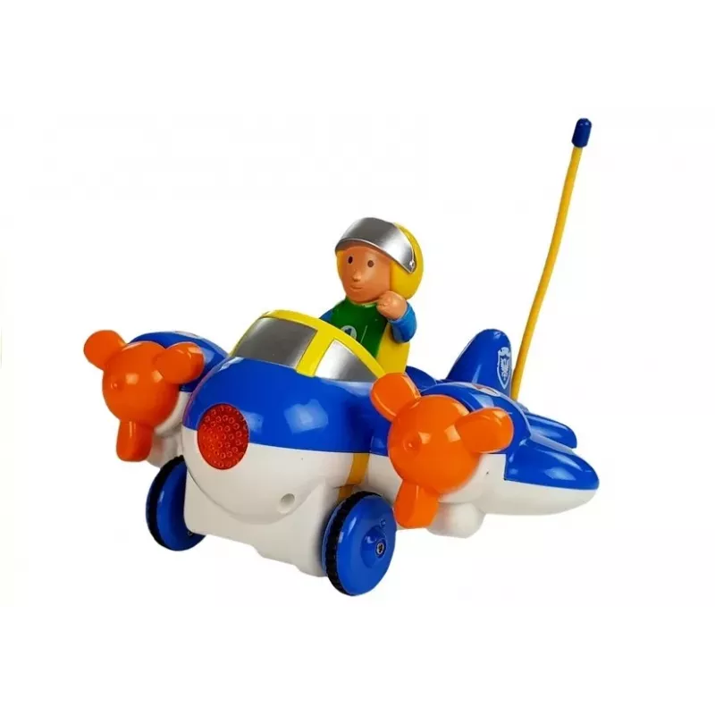 LEAN TOYS Baby R/C Flugzeug mit Lenkrad-Fernsteuerung Blau
