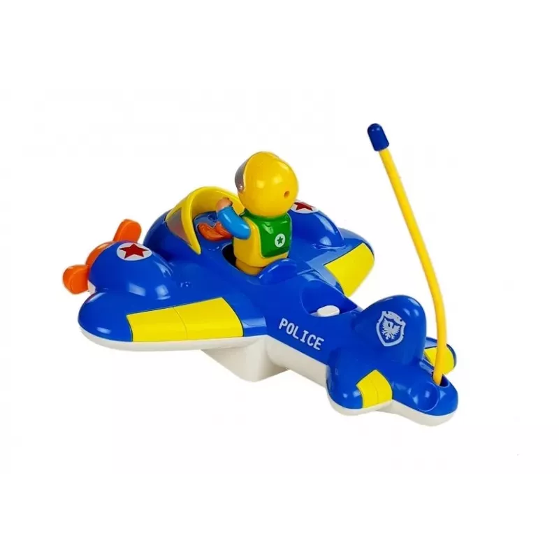 LEAN TOYS Baby R/C Flugzeug mit Lenkrad-Fernsteuerung Blau