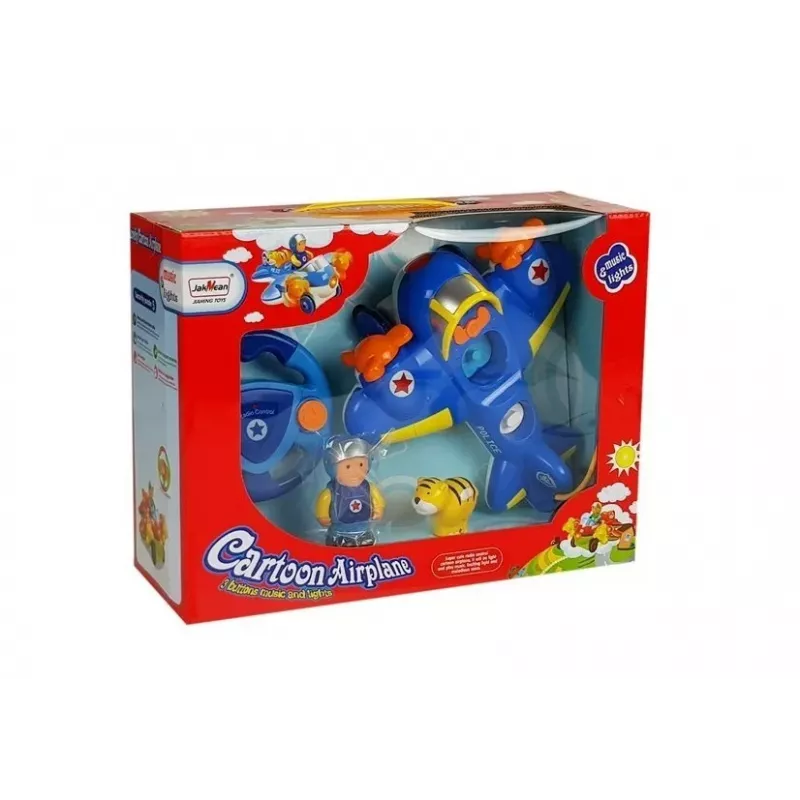 LEAN TOYS Baby R/C Flugzeug mit Lenkrad-Fernsteuerung Blau