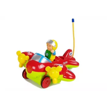 LEAN TOYS Baby R/C Flugzeug mit Lenkrad-Fernsteuerung Rot