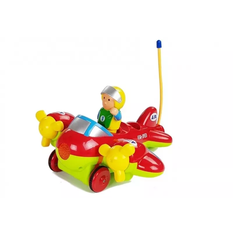 LEAN TOYS Baby R/C Flugzeug mit Lenkrad-Fernsteuerung Rot