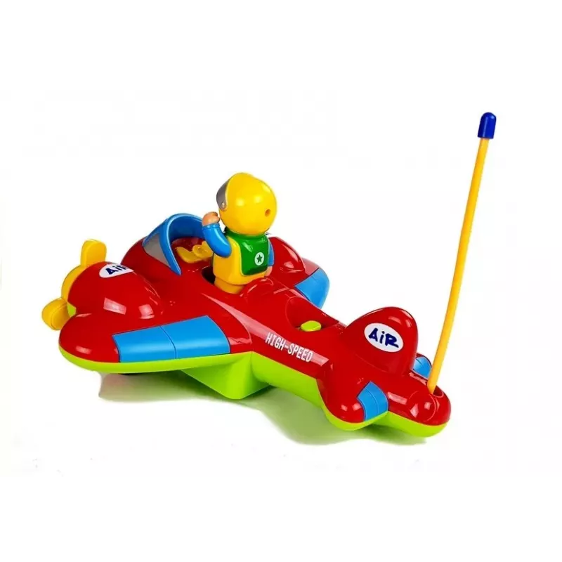 LEAN TOYS Baby R/C Flugzeug mit Lenkrad-Fernsteuerung Rot