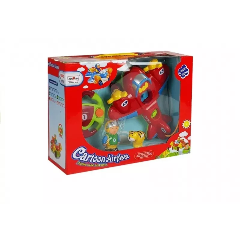 LEAN TOYS Baby R/C Flugzeug mit Lenkrad-Fernsteuerung Rot