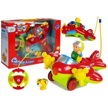 LEAN TOYS Baby R/C Flugzeug mit Lenkrad-Fernsteuerung Rot