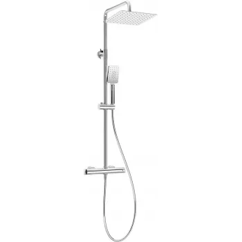 DEANTE Duschkopf mit Thermostatarmatur - Regenduschsystem mit Handbrause, Chrom, 250 mm Überkopf