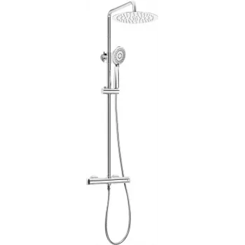 DEANTE Duschkopf mit Thermostat-Mischventil - Arnika Nero, Matt Schwarz, Regendusche 250 mm