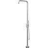 DEANTE Stand-Gartenduschsäule mit Fußbrause, gebürsteter Edelstahl AISI 304, 2 Auslässe, 2150 mm