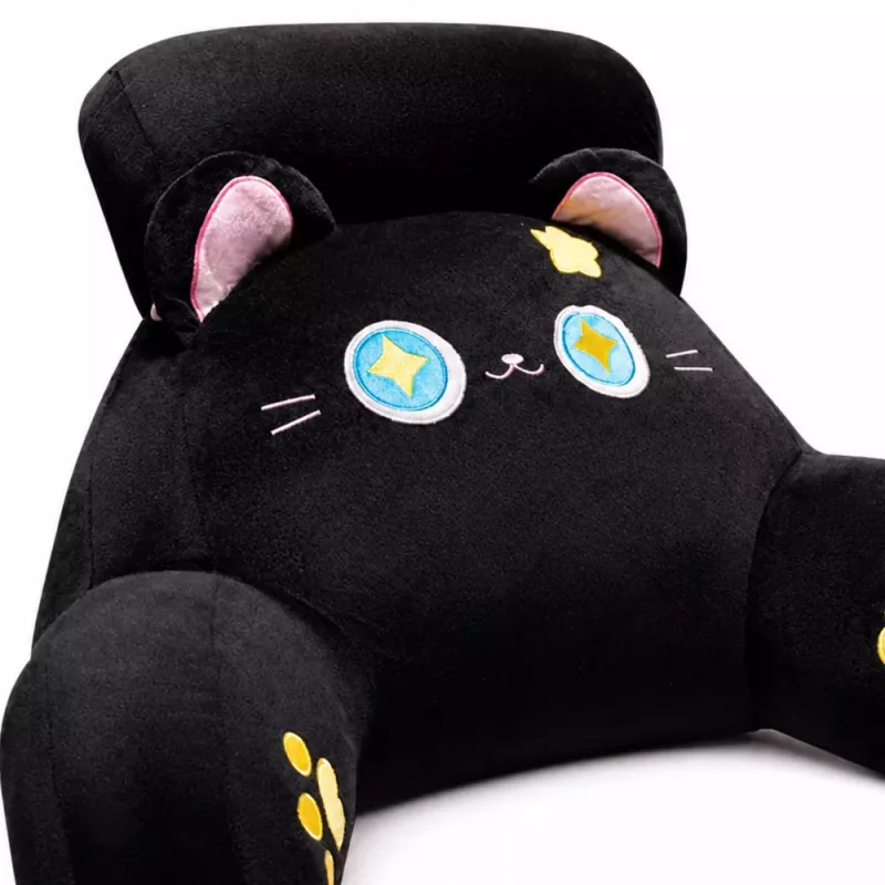 LEAN TOYS Rückenlehne Sitzkissen Rückenstütze für Sessel Bett Katze Schwarz 60 x 40 cm