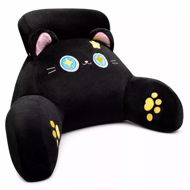 LEAN TOYS Rückenlehne Sitzkissen Rückenstütze für Sessel Bett Katze Schwarz 60 x 40 cm