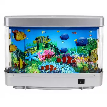 LEAN Künstliches dekoratives Aquarium LED Nachtlicht 3D Fisch bewegt bunt