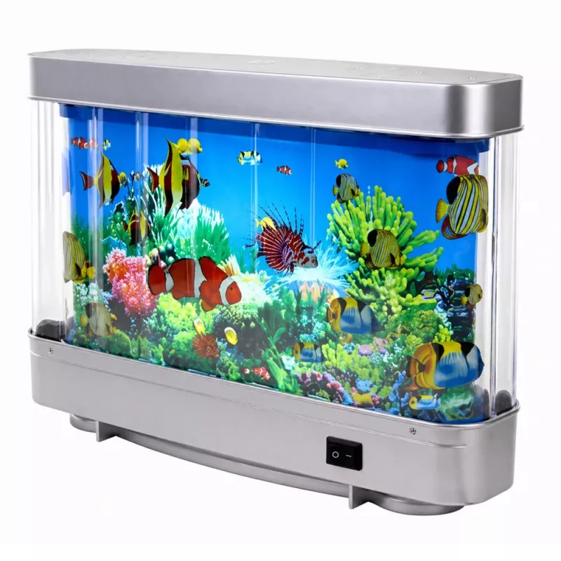 LEAN Künstliches dekoratives Aquarium LED Nachtlicht 3D Fisch bewegt bunt