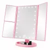 LEAN LED Kosmetikspiegel klappbar vergrößernd Touch-Drehung Pink