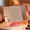 LEAN LED Kosmetikspiegel klappbar vergrößernd Touch-Drehung Pink