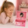 LEAN TOYS Aufzieh-Spieldose Schmuckkästchen für Kinder mit Spiegel Pink