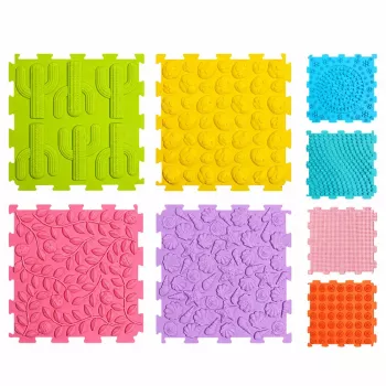 LEAN TOYS Sensorische Silikon-Puzzlematte Sensorischer Pfad Bunt 25 cm 12 Stk.