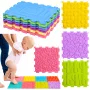 LEAN TOYS Sensorische Silikon-Puzzlematte Sensorischer Pfad Bunt 25 cm 12 Stk.