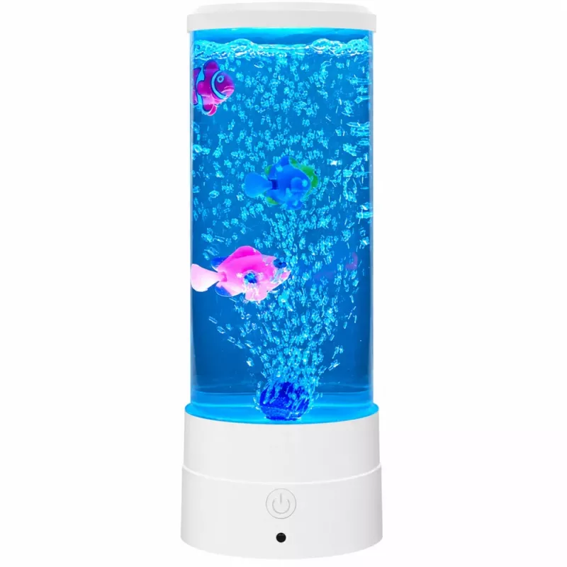 LEAN Dekorative Nachtlampe LED RGB Aquarium mit Fischen 16 Farben USB Weiß