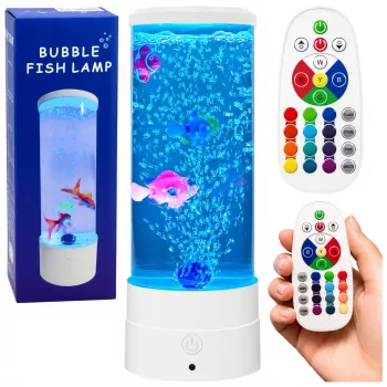 LEAN Dekorative Nachtlampe LED RGB Aquarium mit Fischen 16 Farben USB Weiß